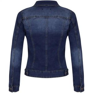 Washed Denim Jacket Slim Fit Casual Turn Down Collar Zipper Closure Long Sleeve Blue Trucker <b>Coat</b> Denim Jackets - Product Image 5