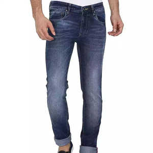 Pantalon large pour homme en denim extensible coupe ajustée, confortable, élégant, durable, en coton, avec design patchwork vintage - Product Image 1