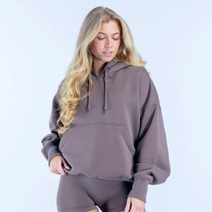 Sudaderas con capucha para mujer, personalizadas con logotipo OEM, al por mayor, de punto, suaves, cómodas, transpirables, con hombros caídos, para uso diario, las más vendidas. - Product Image 2