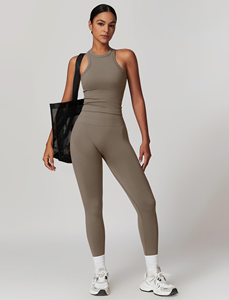 Wholesale Custom Logo Solid Casual Women's Yoga Sets Breathable Gym Wear With OEM Service 100% Cotton And Eco-Friendly - Product Image 3