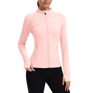 Veste de yoga zippée à manches longues pour femme, col montant, couleur unie, respirante, anti-humidité, extensible, coupe athlétique, ajustement régulier - Product Image 4