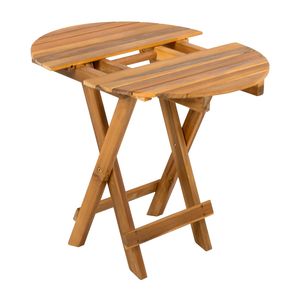 Tavolino Laterale Pieghevole e Regolabile in Legno di ACACIA per Esterni con Finitura in Teak, Nessuna Installazione Richiesta - Product Image 5