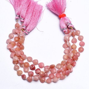 <b>Pink</b> Opal 8mm Faceted Heart Briolette Beads Natural Rare Find Peruvian Opal Semiprecious Gemstone Loose Beads For Jewelry Making - Product Image 3