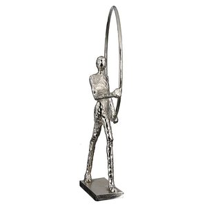 Handmade Eco-Friendly Durable Aluminium Figurative Sculpture Standing <b>Figure</b> Holding Hoop Modern Tabletop Art for Living Room - Product Image 1