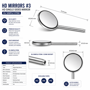 HD Mirrors Co#4 HD Double-Sided Dental Mirror Cone Socket Set (QTY: 6) ZETOMED PRO - Product Image 4