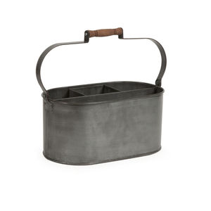 Support à ustensiles en métal galvanisé style ferme avec poignées, organisateur d'ustensiles de cuisine pour rangement sur comptoir - Product Image 2