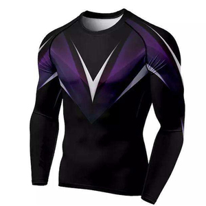 <b>Compression</b> Fit Gym <b>Men</b> Rash Guard <b>for</b> Bjj Grappling Training High Elasticity Moisture Wicking Full Sleeve Spandex/Polyester - Product Image 1