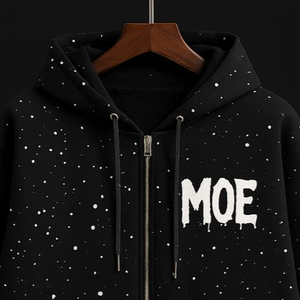 Sudadera con capucha negra 100% algodón para hombre, con cremallera completa, estilo urbano, forro polar de algodón, estampado gráfico, fabricación de ropa personalizada OEM. - Product Image 3