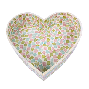 Plateau en MDF fait main en forme de cœur avec motif de fruits, élégant, vintage, rustique, plateau de service décoratif pour la maison, cadeau - Product Image 1