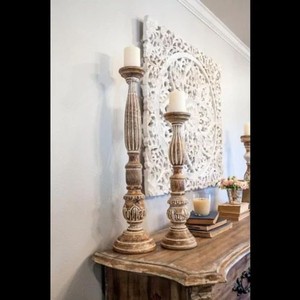 Juego de Portavelas Espirales de Madera de Teca, Decoración Artesanal para el Hogar, Venta al Por Mayor - Product Image 4