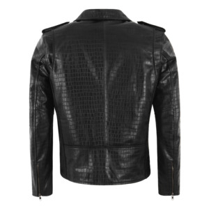 Custom 100% Genuine Napa Croc Print Leather Biker <b>Jacket</b> Men’s BRANDO Style Embossed Crocodile Pattern Motorcycle <b>Jacket</b> - Product Image 3