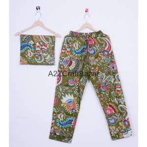 Ensemble de pyjama floral 100% coton pour femmes, respirant, vintage, décontracté, manches longues, tricot doux, 2 pièces, design personnalisé - Product Image 3