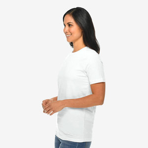 Camiseta de Manga Corta para Mujer, Cuello Redondo, Algodón Blanco, Corte Regular, Color Sólido, Transpirable, Tejido Jersey, para Todas las Temporadas - Product Image 5