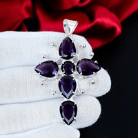 Pendentif croix en améthyste, argent sterling 925, bijou artisanal, pendentif en cristal violet, cadeau pour elle