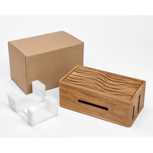 Boîte de gestion des câbles en bois de manguier en gros |   Organisateur magnétique artisanal - Product Image 6