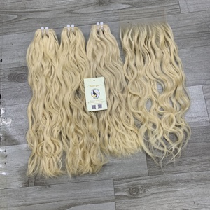 ผมต่อคุณภาพสูงแบบเวฟสีบลอนด์  แบบมัด  ผมแท้ธรรมชาติ  พร้อมเชือกผูกแบบ Swiss Lace 5x5 HD Closure  ผมแท้จากเวียดนาม - Product Image 3