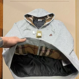 Vente en gros : Sweat à capuche zippé pour homme, gris classique, en coton épais, avec broderie de luxe et rayures, style décontracté classique - Product Image 6