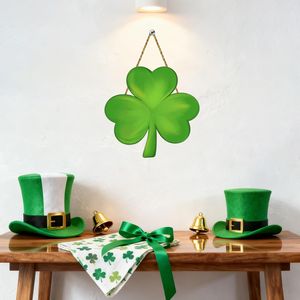 Ghirlanda da parete per il Giorno di San Patrizio, decorazioni in legno per porta d'ingresso con trifoglio, insegna per porta per festività - Product Image 2