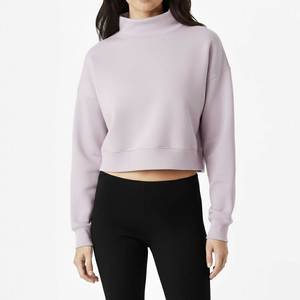 Newly Designed Women's Mock Neck Oversized Drop Shoulder <b>Plus</b> <b>Size</b> Cropped Breathable Lightweight Your Own Logo Sweatshirts OEM - Product Image 1