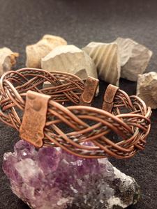 Abstract Wave Solid <b>Copper</b> Cuff <b>Bangle</b> Hand Carved Geometric Twisted Wristband Earthy Artisan Metal Jewelry Gift - Product Image 3