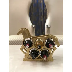 Modern Handmade Metal Wine Bottle Stand Premium Decorative Holder for Dining <b>Table</b> Wholesale Handmade Metal Bottle Holder Stand - Product Image 1
