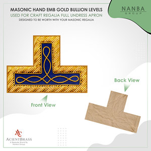 Écusson brodé en forme de T pour insignes de grade, badge maçonnique à coudre en tissu, doré et bleu, pour épaule, OEM ODM - Product Image 3