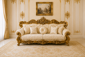 Sofá Majestic de Alta Gama Tallado a Mano con Mesa de Centro, Juego de Sofás de Madera Premium para Sala de Estar, Compre Muebles Modernos para Villas - Product Image 2