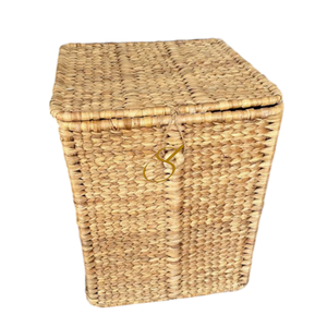 Panier à linge/jouets en jacinthe d'eau avec couvercle - Structure en rotin - Hauteur 46 cm - Fait main - Product Image 2