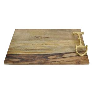 Large Rectangular <b>Shape</b> Thick Wooden Chopping Board With Gold Horse Bit Handle Multifunctional Style Kitchen Accessories - Product Image 6
