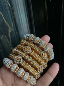 Ancient Egyptian Inspired Luxury Crystal Rhinestone <b>Bangles</b> <b>Set</b> High Polished Finish Royal Statement Cuff <b>Bangle</b> Ethnic Designer - Product Image 3