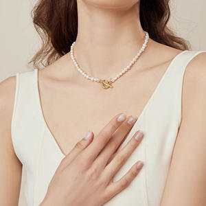 Collar de Perlas de Agua Dulce Barrocas al por Mayor para Mujer, Cierre OT con Estilo Francés Exquisito y de Alta Gama - Product Image 2