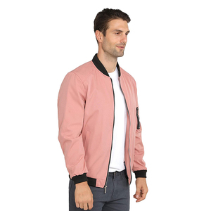 Men's <b>Pink</b> With Black Trim Zipper Closure Casual Outerwear Value To Money Bomber <b>Jacket</b> Is Available For Online Sale - Product Image 6