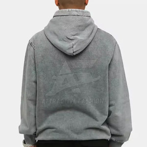 Sudadera con capucha oversize con lavado ácido para hombre, estilo urbano, con logo personalizado, básicas, para venta en línea - Product Image 2