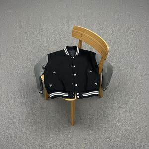Blouson universitaire personnalisé avec strass, insigne bouclier à police gothique, manches en cuir craquelé et bordures robustes - Product Image 4
