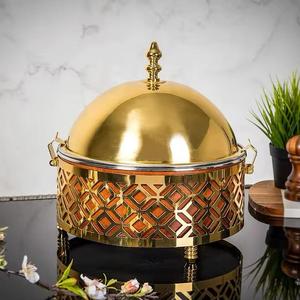 Royal Gold Arch Chafing Dish Stainless Steel Buffet Food Warmer Middle Eastern Style Catering Server Hotel Party Hot <b>Pot</b> <b>Set</b> - Product Image 5