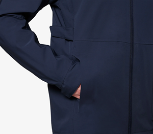 Chaqueta de Hombre Azul Marino Cortavientos con Cremallera y Revestimiento de PU, Cuello Alto Casual, Corte Regular, Color Sólido, Prenda Exterior de Poliéster para Otoño - Product Image 5