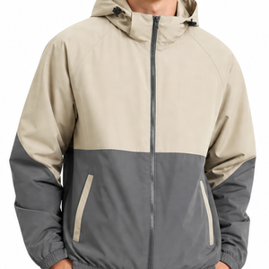 Veste coupe-vent décontractée pour homme, best-seller, design color block, fermeture éclair, gris beige, vêtements d'hiver haut de gamme - Product Image 2