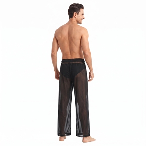Pantalon long en maille transparente pour homme, respirant, avec cordon de serrage à la taille, 100% polyester, leggings pour homme, pantalon en maille transparente, léger - Product Image 5