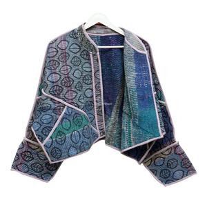 Hermosa Chaqueta Kantha de Diseño 100% Algodón, Multicolor, Estilo Étnico, Bordado, Cierre Abierto, Hecha a Mano, Vintage, Ecológica - Product Image 2