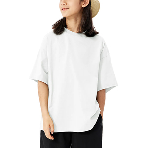 Camiseta de Manga Corta para Mujer y Niña, 300 Gramos, 100% Algodón Jersey, Corte Holgado, Hombros Caídos, Color Liso, Personalizable con Logotipo, Venta al Por Mayor - Product Image 2