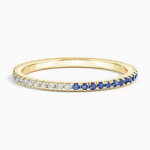 Bague Éternité en Or Blanc pour Femme, Diamants Ronds Brillants et Saphirs Sertis Pavé, Bijou Fin Classique pour Mariage - Product Image 3