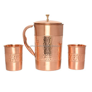 Juego de Jarra de Agua de Cobre con Dos Vasos, Diseño Tradicional Grabado a Mano, Gran Capacidad, Artículos para Beber en el Hogar - Product Image 6