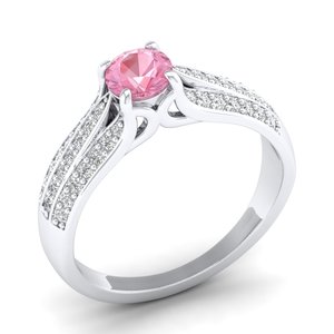 Anillos de Morganita de Corte Redondo de Alta Calidad REYES de 0.5 Quilates en Plata de Ley 925, Joyería de Compromiso y Boda con Moissanita - Product Image 2
