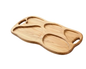 ถาดไม้สำหรับของว่าง - ถาดแบ่งช่องใส่ของว่างลายแบบนามธรรมพร้อมหูจับ ถาดเสิร์ฟไม้แอชสำหรับงานจัดเลี้ยงและงานปาร์ตี้ - Product Image 5