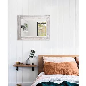 Rustic Whitewashed Wooden <b>Wall</b> <b>Mirror</b> Farmhouse Distressed Rectangular Vanity <b>Mirror</b> Decorative Accent <b>Mirror</b> <b>for</b> Living Room - Product Image 2