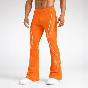 Leggings évasés pour hommes de haute qualité, taille basse élastique, imprimés, respirants, en polyester, pour le yoga et le fitness - Product Image 2