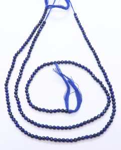 Perles rondes facettées en lapis-lazuli naturel AAA, 3 mm, perles en pierre précieuse lapis-lazuli, perles en lapis-lazuli pour la fabrication de bijoux - Product Image 1