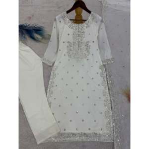 Designer Women's Embroidery and Sequence Work Top-Bottom and Dupatta Set - Product Image 4