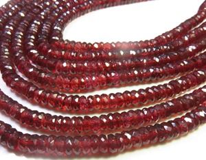 Cuentas de Granate Rojo Africano Natural de Calidad AAA, Forma de Disco Heishi, 4-5mm, Mozambique, Taladrado Central, Facetado, Plano, 9 Pulgadas - Product Image 1