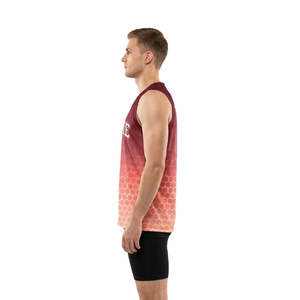 Conjunto de Camiseta y Pantalones Cortos de Baloncesto con Diseño de Panal de Abeja para Hombre, Sublimación en Degradado, Cuello en V, Sin Mangas, Nombre y Número del Equipo Personalizados, Uniforme - Product Image 5